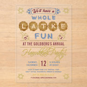 ハヌカーパーティー おもしろい |ラトケ全体おもしろい アクリル招待状 (正面)