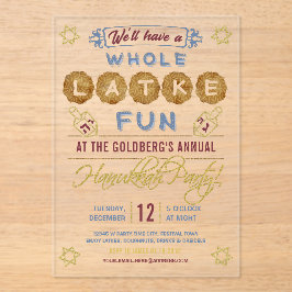 ハヌカーパーティー おもしろい |ラトケ全体おもしろい アクリル招待状