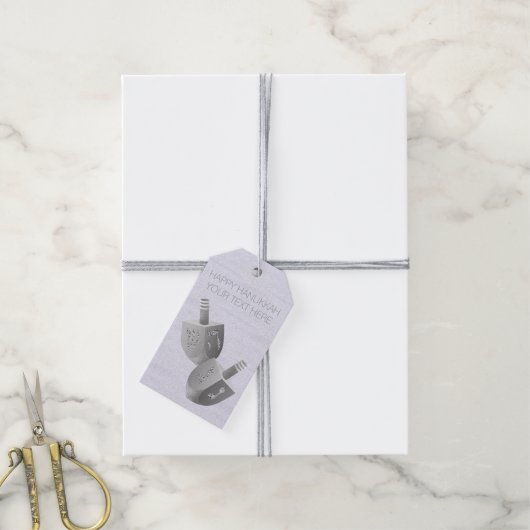 ハヌカーフェイクドレイデスきらきら光るシルバー ギフトタグ (より糸付き)