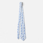 ハヌカーフェスティバルパーティートレンディーブルードードルパターン ネクタイ (裏面)