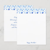 ハヌカーフェスティバルパーティーブルーオーナメントフラット紙 (正面/裏面)