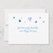 ハヌカーフェスティバルパーティーブルーオーナメント サンキューカード (裏面)