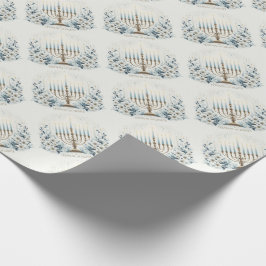 ハヌカーフェスティバルライトと（ユダヤ教）メノラーとリリー ラッピングペーパー