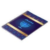 ハヌカーフェスティバル（ユダヤ教）メノラー装飾ブルーオーナメント ノートブック (左側)