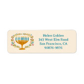 ハヌカーフローラリース(ユダヤ教)メノラー差出人住所 ラベル (正面)