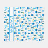 ハヌカープレゼント パーソナライズされた フリースブランケット (正面(横))