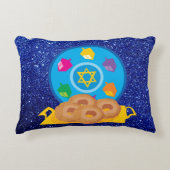 ハヌカープレートウィズドレディデルスブルーフェイクグリッター アクセントクッション (正面)