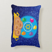 ハヌカープレートウィズドレディデルスブルーフェイクグリッター アクセントクッション (裏面(縦))