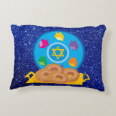 ハヌカープレートウィズドレディデルスブルーフェイクグリッター アクセントクッション (裏面)