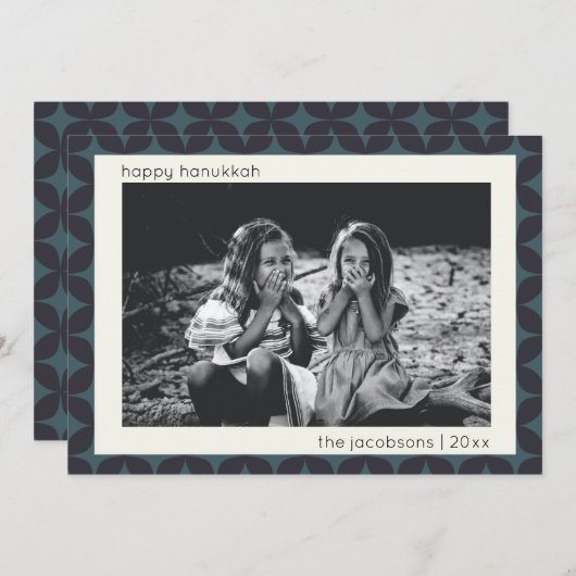 ハヌカーモダンフォトジオグラフィッ縁どクブルー シーズンカード (正面/裏面)