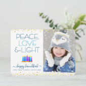 ハヌカーモダン(ユダヤ教)メノラー平和ラブライトフォト シーズンカード (スタンド正面)