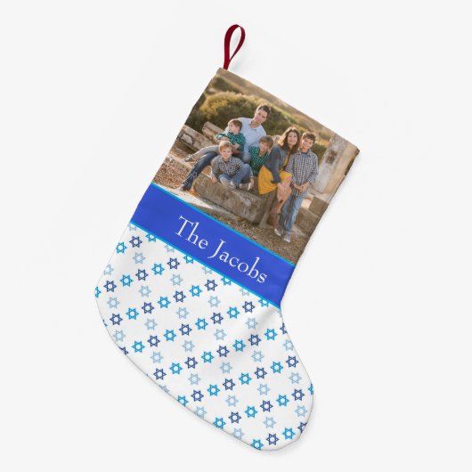 ハヌカー家族の写真 スモールクリスマスストッキング (正面 (吊り時))