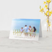 ハヌカー家族フォトラブライトグリーティング カード (黄色い花)