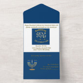 ハヌカー招待状ダークブルー特別な日 オールインワン招待状 (内側)