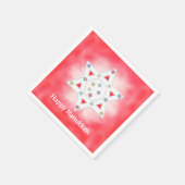 ハヌカー星とスノーフレークレッド スタンダードカクテルナプキン (角)