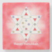 ハヌカー星とスノーフレークレッド ストーンコースター (正面)