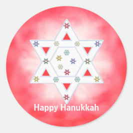 ハヌカー星とスノーフレークレッド ラウンドシール