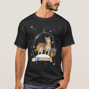 ハヌカー柴犬ドッグスノーグローブパジャマ Tシャツ