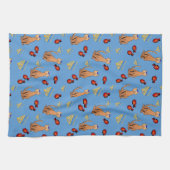 ハヌカー猫のDreidelの青い台所タオル キッチンタオル (横)