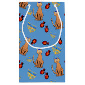 ハヌカー猫のDreidelの青のギフトバッグ スモールペーパーバッグ (裏面)