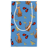 ハヌカー猫のDreidelの青のギフトバッグ スモールペーパーバッグ (正面)