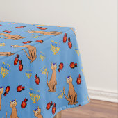 ハヌカー猫のDreidelの青のテーブルクロス テーブルクロス (インサイチュ)
