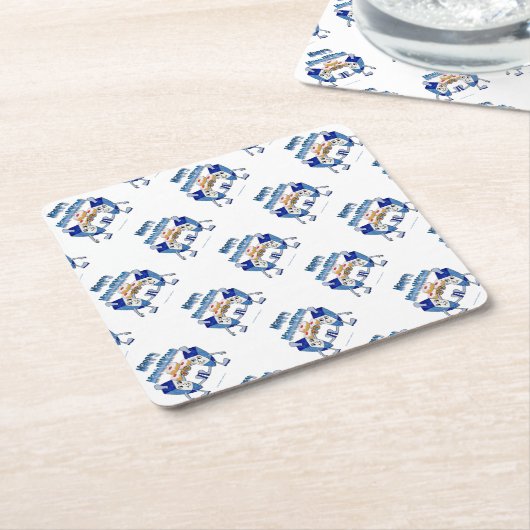 ハヌカー踊りドレイドスアンドジェリードーナツ スクエアペーパーコースター (アングル)