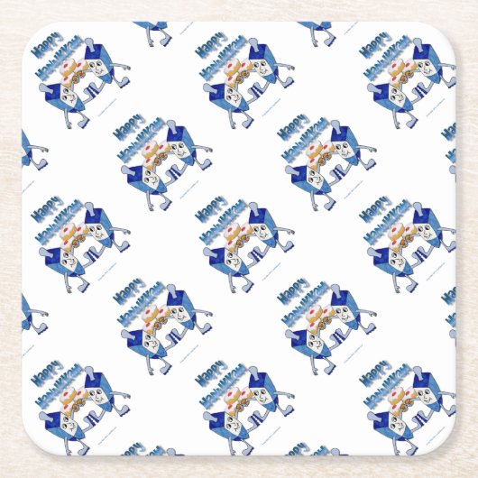 ハヌカー踊りドレイドスアンドジェリードーナツ スクエアペーパーコースター (正面)