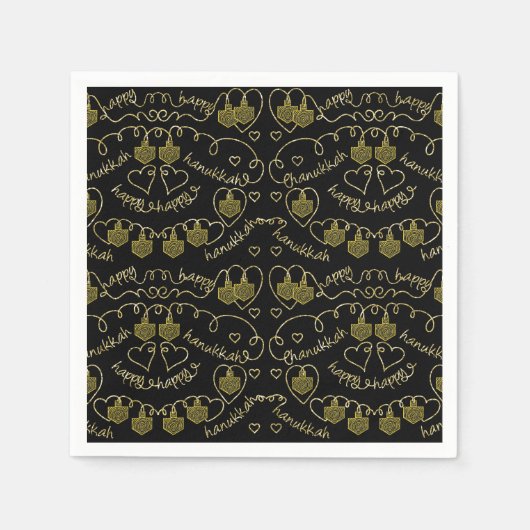 ハヌカー金ゴールドドレイデス スタンダードカクテルナプキン (正面)