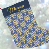 ハヌカー金ゴールドパターンあなたの名前を追加Chrimsukah スモールクリスマスストッキング