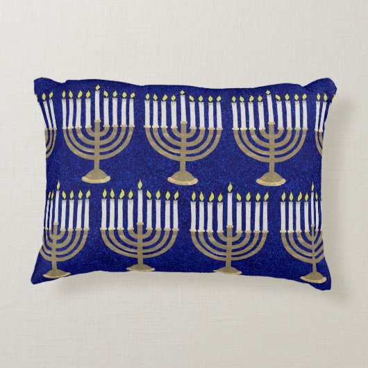 ハヌカー金ゴールド(ユダヤ教)メノラーホリデーホームデコール アクセントクッション (裏面)
