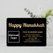 ハヌカー長方形に黒のビジネスブランド 箔シーズンカード (立ち正面)