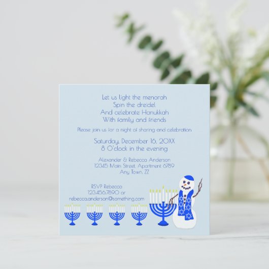 ハヌカー雪だるまおもしろいファミリーアンドフレンズホリデイ 招待状 (スタンド正面)