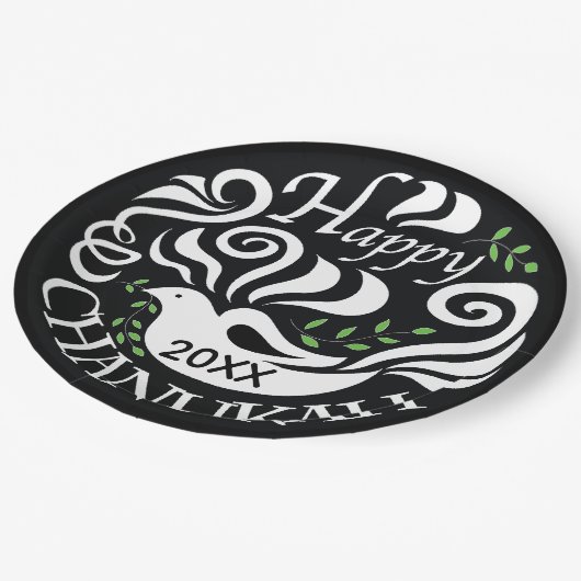 ハヌカー黒板ドーブ ペーパープレート (アングル)