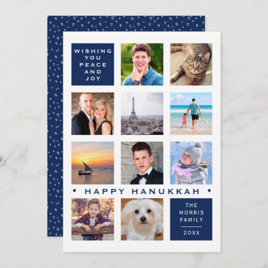 ハヌカー12フォトモダンカスタムコラージュ シーズンカード (正面/裏面)