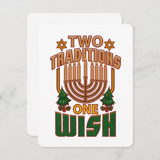 ハヌカー2つの伝統ワンウィッシュクリスムカ シーズンカード (正面/裏面)