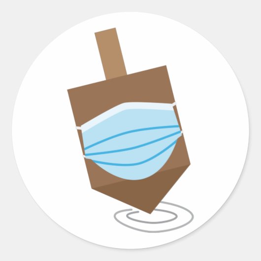 ハヌカー2020 – コマ回転と顔マスク ラウンドシール (正面)