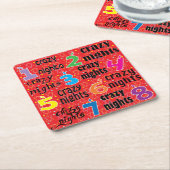 ハヌカー8泊熱狂する赤 スクエアペーパーコースター (アングル)