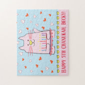 ハヌカー「ピンクキャットバレリーナ」パズル パーソナライズされた ジグソーパズル (縦)