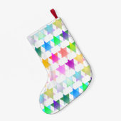 ハヌカー（ユダヤ教の祭り）のコラージュおよび虹の星 スモールクリスマスストッキング (裏面 (吊り時))