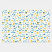 ハヌカー(ユダヤ教の祭り)のゼリー状ドーナツパターン混合セット ラッピングペーパーシート (正面3)