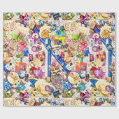 ハヌカー（ユダヤ教の祭り）の包装紙、30" x 6' ラッピングペーパー (フラット)