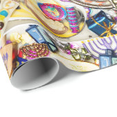 ハヌカー（ユダヤ教の祭り）の包装紙、30" x 6' ラッピングペーパー (ロールコーナー)