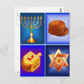 ハヌカー(ユダヤ教の祭り)の郵便はがき ポストカード (正面/裏面)