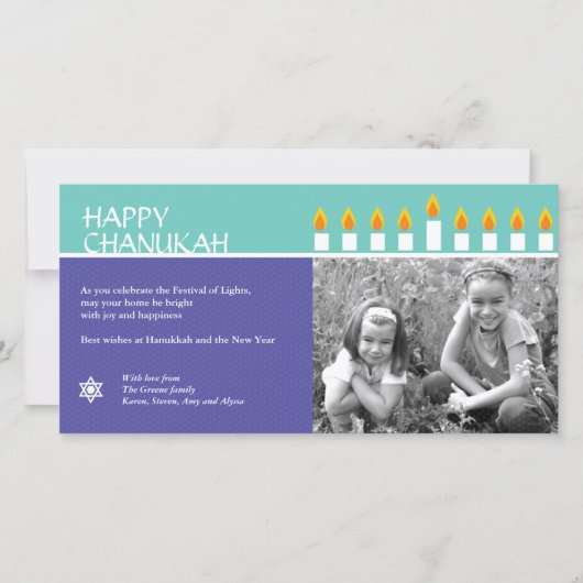 ハヌカー(ユダヤ教の祭り)の(ユダヤ教)メノラーの写真カード シーズンカード (正面)