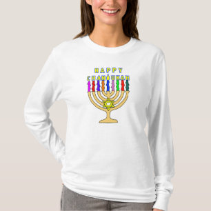 ハヌカー(ユダヤ教の祭り)の(ユダヤ教)メノラーはTシャツをつけます Tシャツ