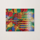 ハヌカー(ユダヤ教の祭り)の(ユダヤ教)メノラー、Dreidelのキャンデー ジグソーパズル (横)