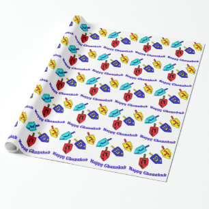 ハヌカー（ユダヤ教の祭り）のdreidels ラッピングペーパー