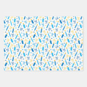 ハヌカー(ユダヤ教の祭り)キャンドルバーニングホワイトブルー金ゴールド ラッピングペーパーシート (正面)