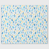 ハヌカー（ユダヤ教の祭り）キャンドルバーニングホワイトブルー金ゴールド ラッピングペーパー (フラット)